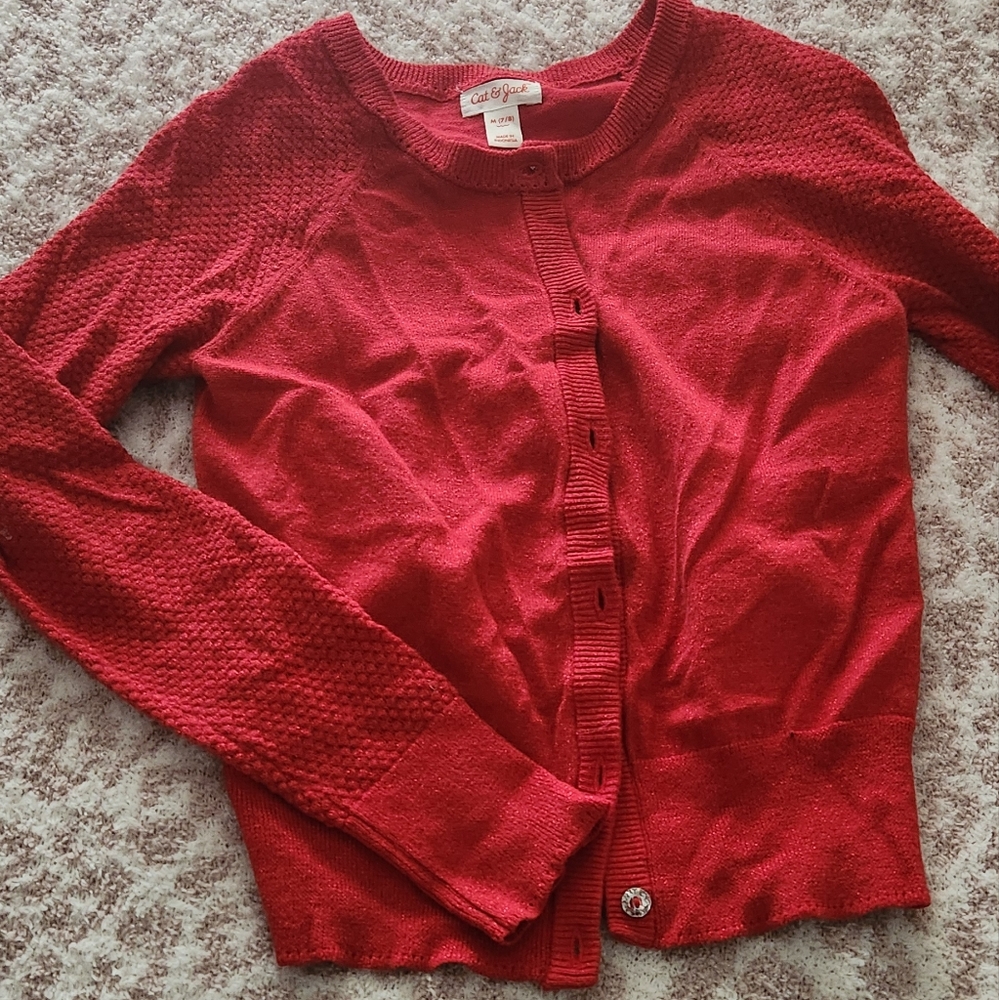 Red cardigan